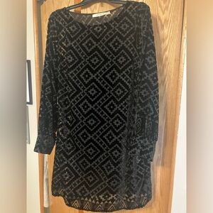 $248 Exquisite Italian made La Fee Maraboutee velvet & mesh semi sheer dress M/L